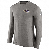 Men's Baltimore Ravens Nike Charcoal Coaches Long Sleeve Performance T-Shirt,baseball caps,new era cap wholesale,wholesale hats